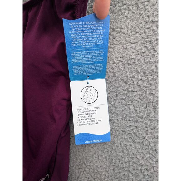 NWT Dolfin Aquashape Women's Moderate Scoop Back Purple One Piece Swimsuit sz 6 - Picture 9 of 12